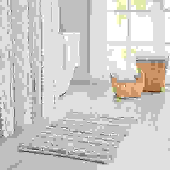 Woven Texture Stripe Bath Rug Natural 22x58"