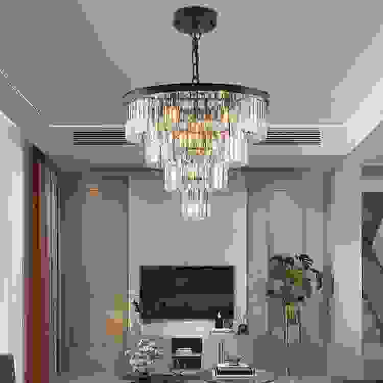 24" Contemporary Crystal Modern Chandeliers Crystal Ceiling Chandelier 4 Tier Black Chandelier Lighting for Dining Room Living Room Bedroom (Bulbs Not included)