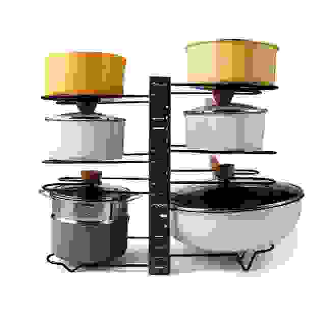 Adjustable pot rack, kitchen rack, and storage rack, kitchen organization and storage