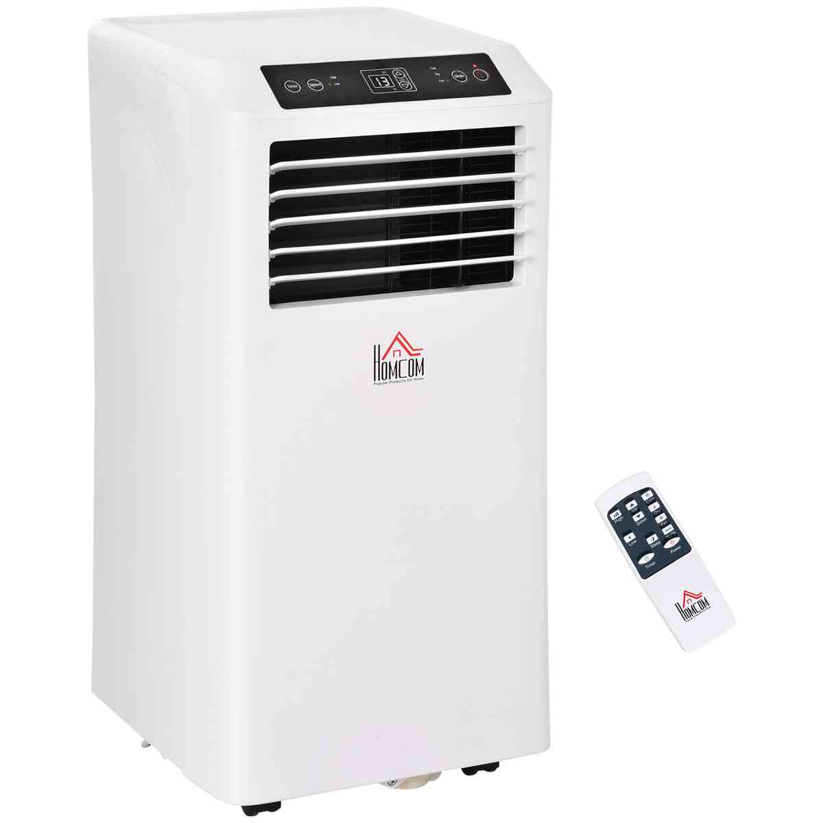 HOMCOM 8000 BTU Mobile Portable Air Conditioner with Cooling, Dehumidifier, Ventilating, Remote Control, 24-Hour Timer, Portable AC Unit for Bedroom, Living Room, Home Office, White