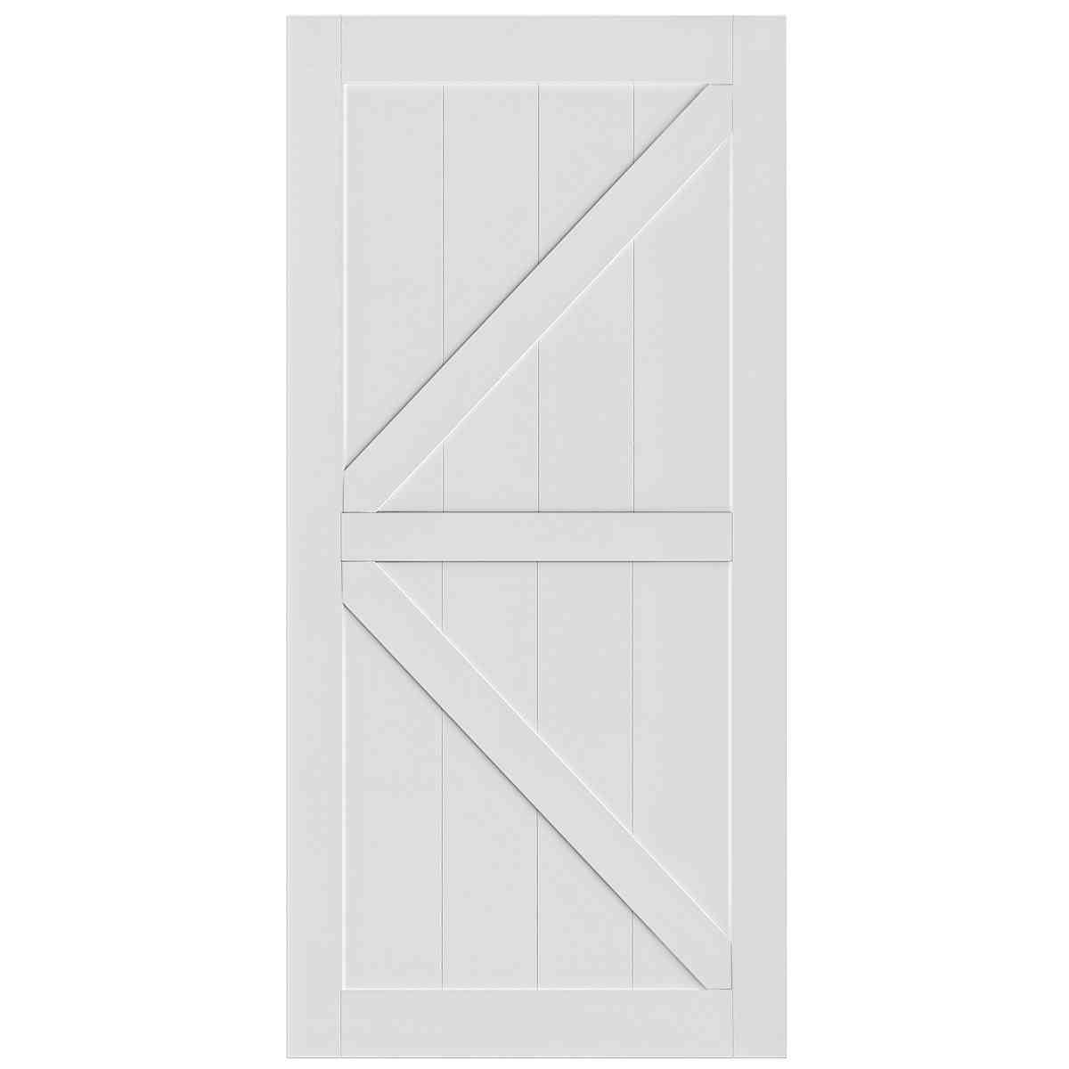 CRAZY ELF 24" x 84" "K" Style Real Primed Door Slab, DIY Panel Door, Modern Interior Barn Door, Moisture-proof, Anti-deformation, Pre-Drilled Ready to Assemble, Suitable for Pre-hung and Barn Door