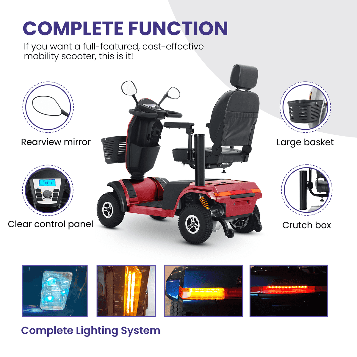 S500-RED Heavy Duty Mobility Scooter