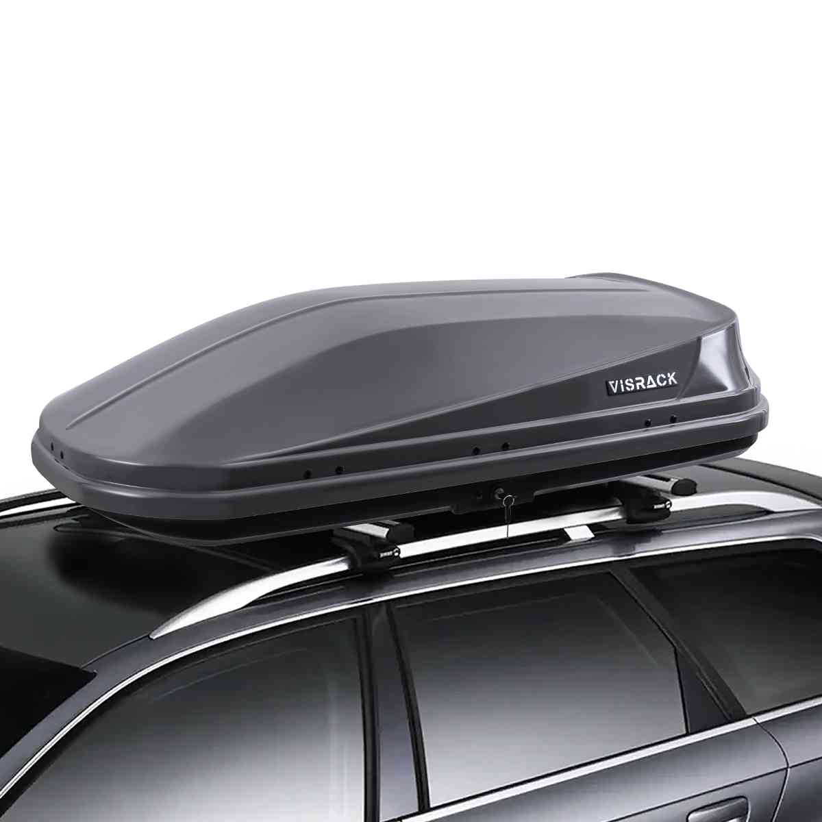 VISRACK Hard Shell Roof Cargo Carrier with Security Keys, Roof Box, Cargo Box, 62 (L) x 31 (W) x 15(H) Inches, 14 Cubic Feet (Tool-Free Install), GRAY