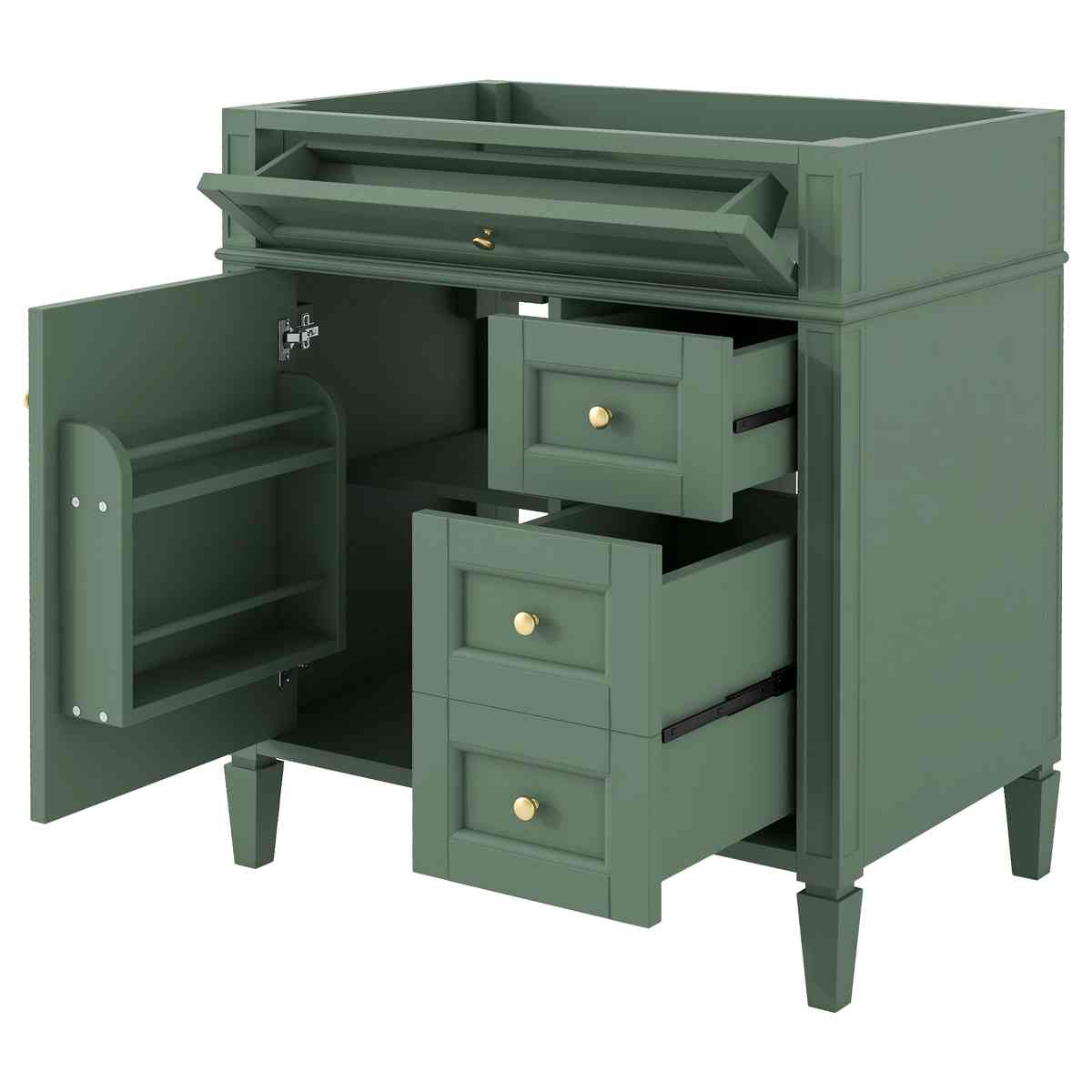 30'' Bathroom Vanity without Top Sink, Modern Bathroom Storage Cabinet with 2 Drawers and a Tip-out Drawer (NOT INCLUDE BASIN)