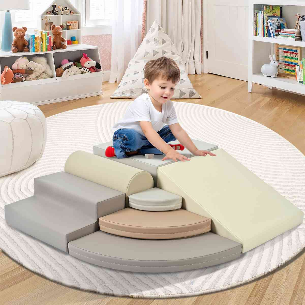 7-Piece Soft Foam Climbing Blocks for Toddlers,Soft Climb& Crawl Playset Indoor, Soft Play Equipment Climb and Crawl Playground for Kids, Babies Active Play Structure, Colorful