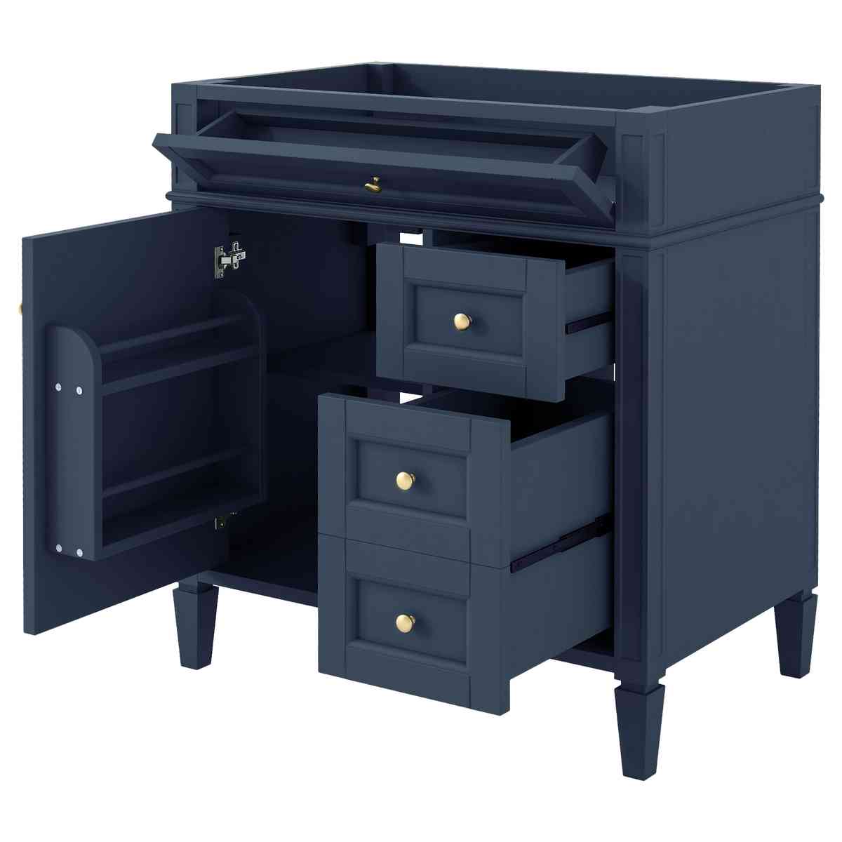 30'' Bathroom Vanity without Top Sink, Modern Bathroom Storage Cabinet with 2 Drawers and a Tip-out Drawer (NOT INCLUDE BASIN)