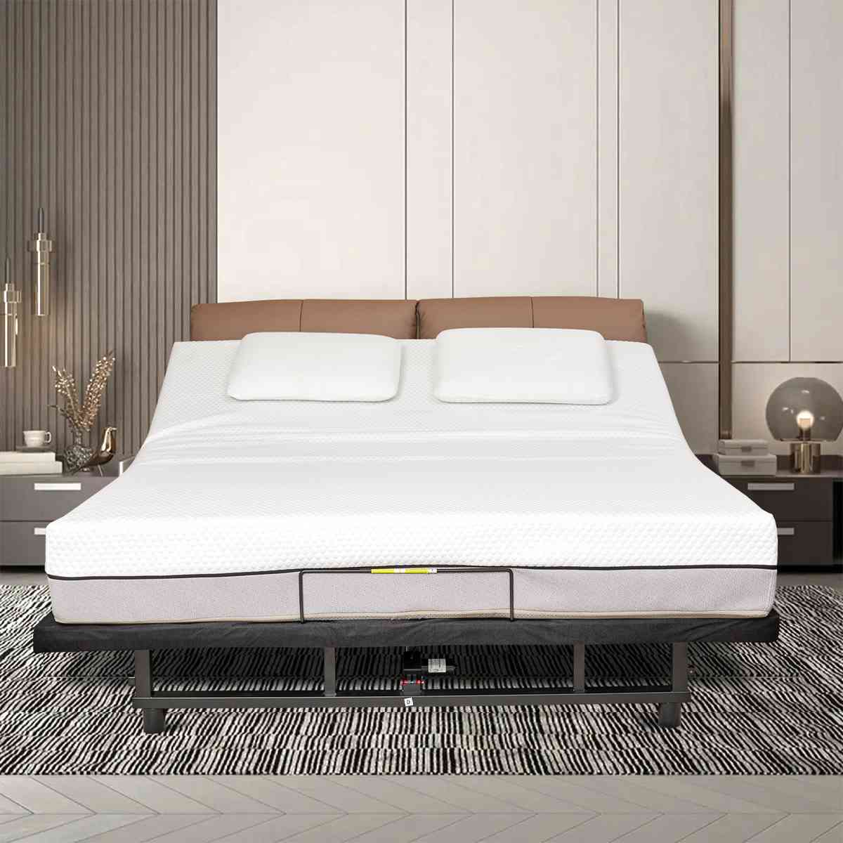 Adjustable bed base head and foot tilt quiet motor Large size zero gravity