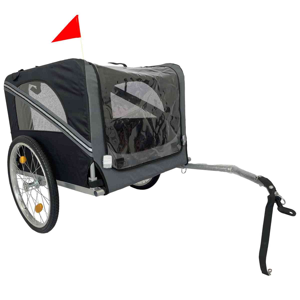 Dog Bike Trailer - Folding Pet Trailer Car for Bicycle, Folding Pet Carrier with 20 Inch Wheels, 2 Entrances, Safety Flag, Easy to Connect & Store