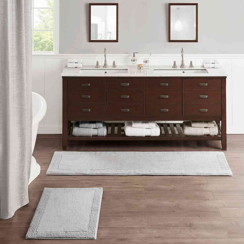 100% Cotton Tufted 3000GSM Reversible Bath Rug Grey 24x72"