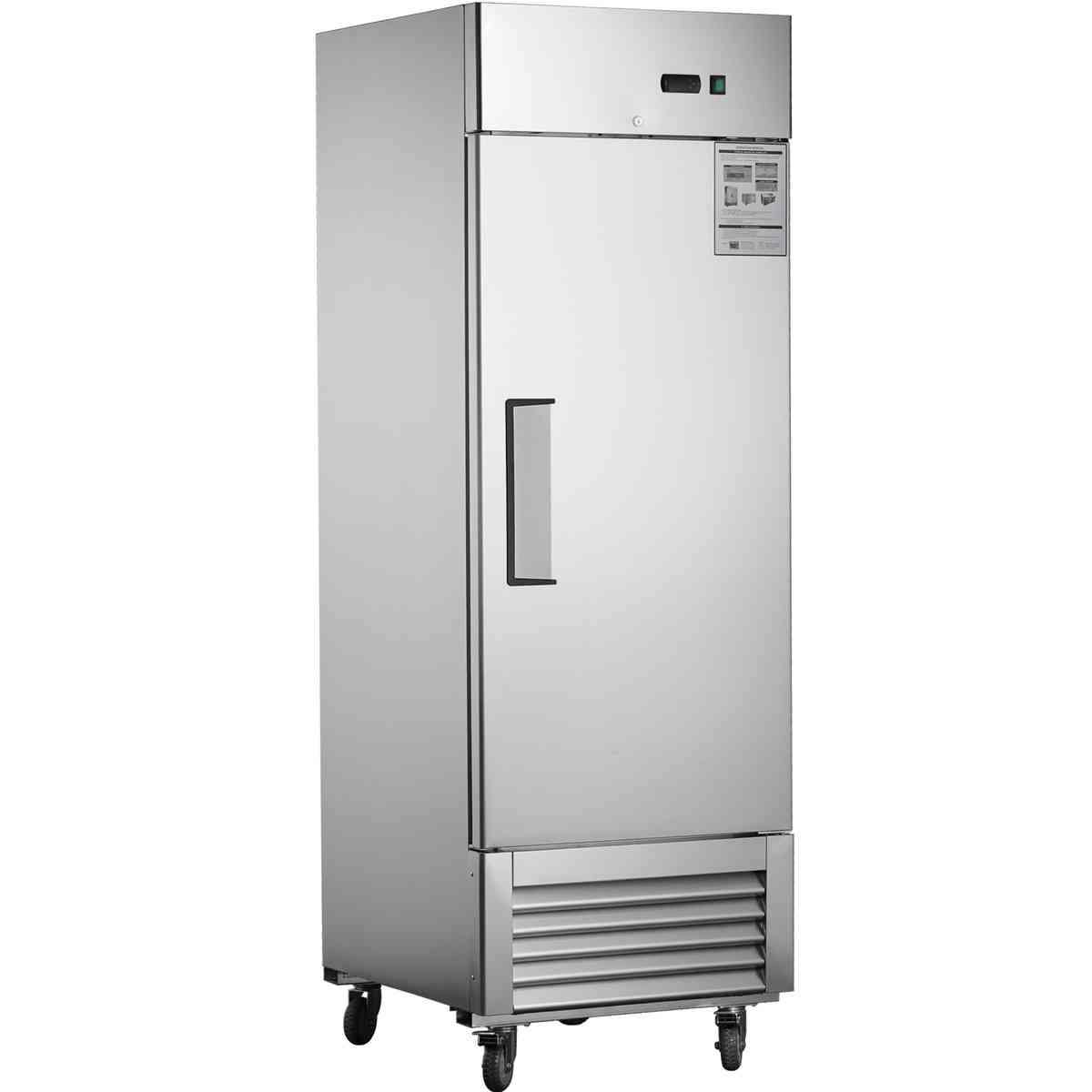 27"W Commercial Refrigerator 1 Solid Door Stainless Steel Interior and Exterior Construction Reach-in Refrigerator 18.68 Cu.ft. Upright Fan Cooling Refrigerator for Restaurants&Commercial Environments