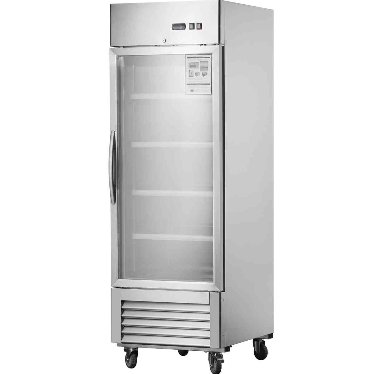 27"W Commercial Refrigerator 1 Glass Door Stainless Steel Interior and Exterior Construction Display Refrigerator 18.68 Cu.ft. Reach-in Merchandising Refrigerator Upright Fan Cooling Merchandiser