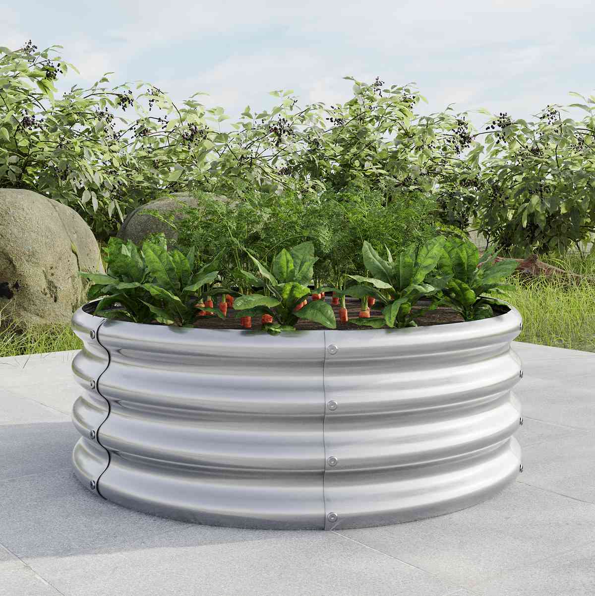 32.08"*11.4" Tall Round Raised Garedn Bed,Metal Raised Beds for Vegetables, Outdoor Garden Raised Planter Box, Backyard Patio Planter Raised Beds for Flowers, Herbs, Fruits Black