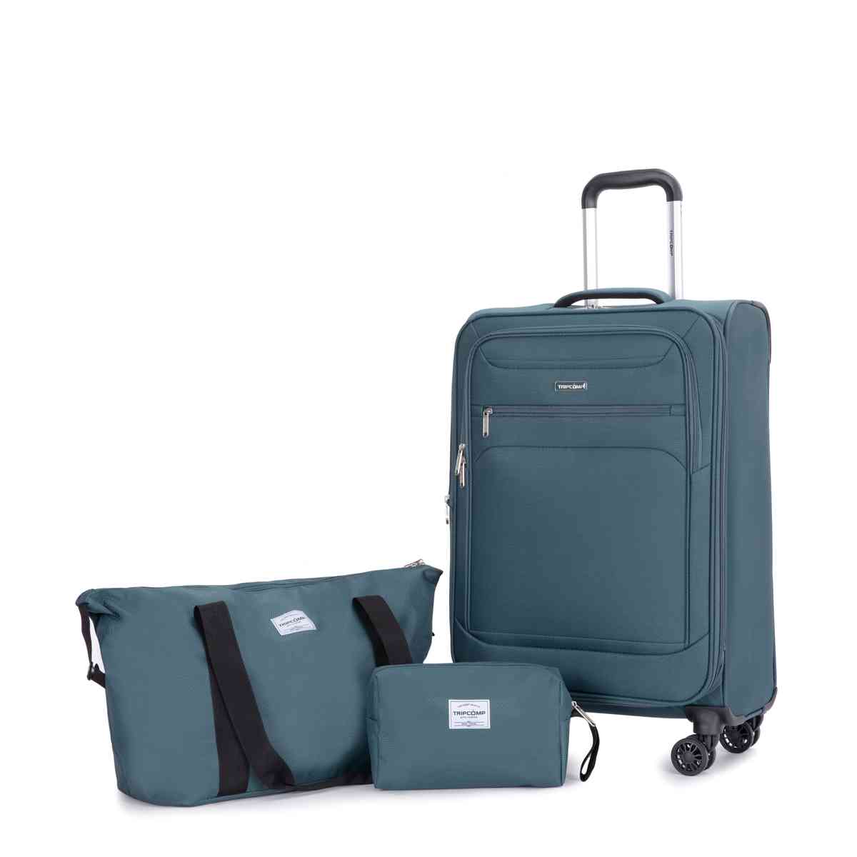 3-Piece Set (18/Travelbag/toiletry bag) ,Softshell Suitcase Spinner Wheels Terylene Polyester Luggage Sets Carry On Suitcase  Luggage  Lightweight Durable Suitcase  Dark Green