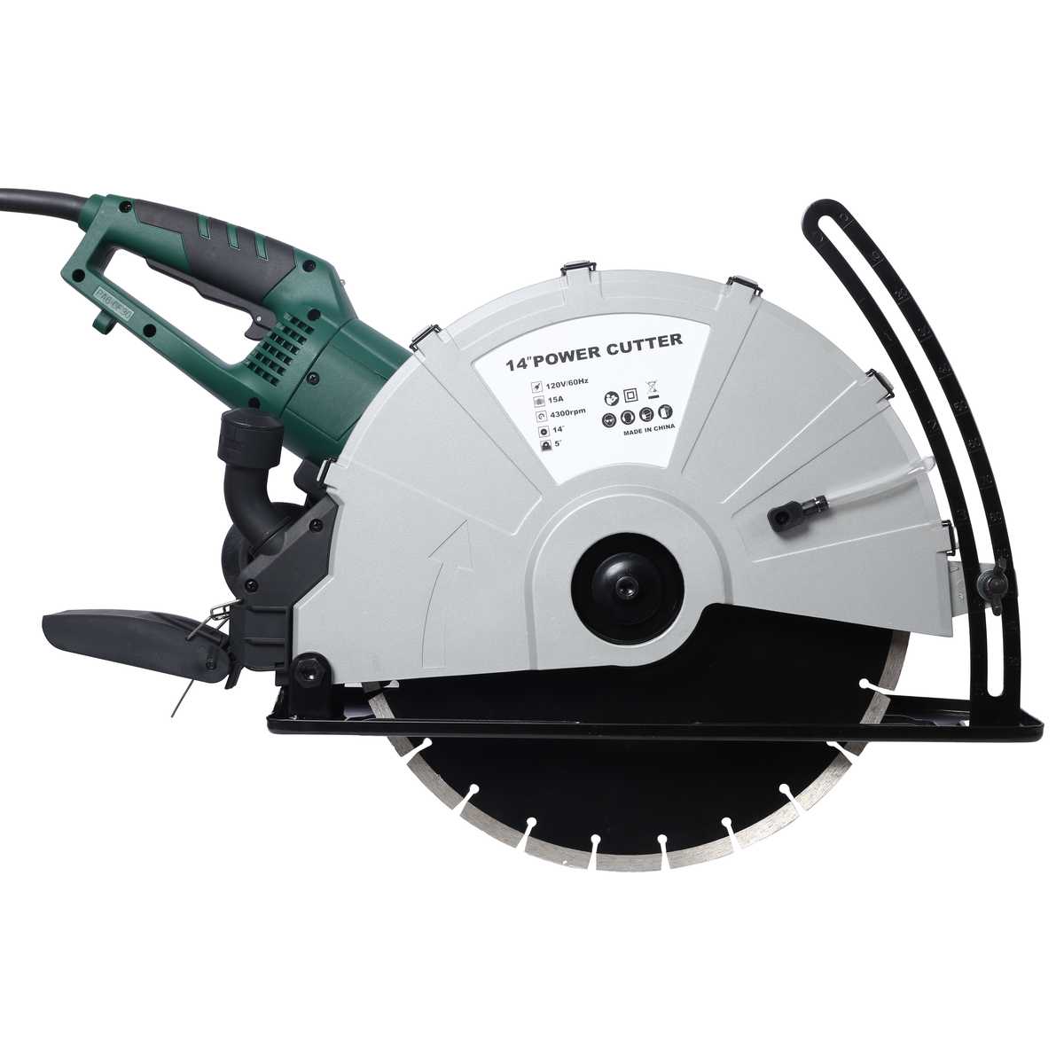 Portable 14" Wet/Dry Electric Corded Circular Concrete Saw/Power Angle Cutter 2600W w/Water Line & Guide Roller (With Blade)ETL certificate.