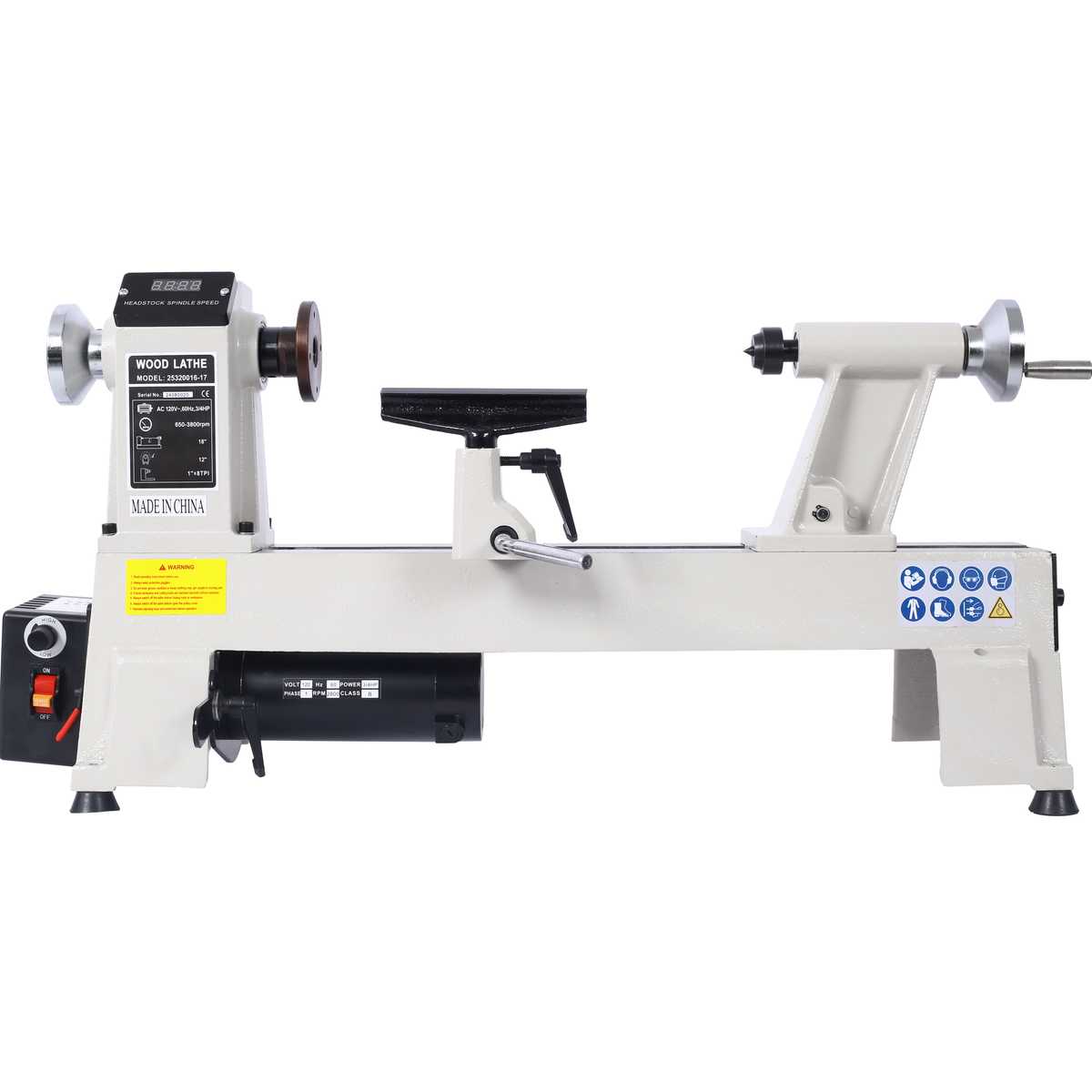 12" x 18" Wood Lathe, Benchtop Wood Lathe Machine 3/4 HP Infinitely Variable Speed 650-3800 RPM for Woodworking, Woodturning 