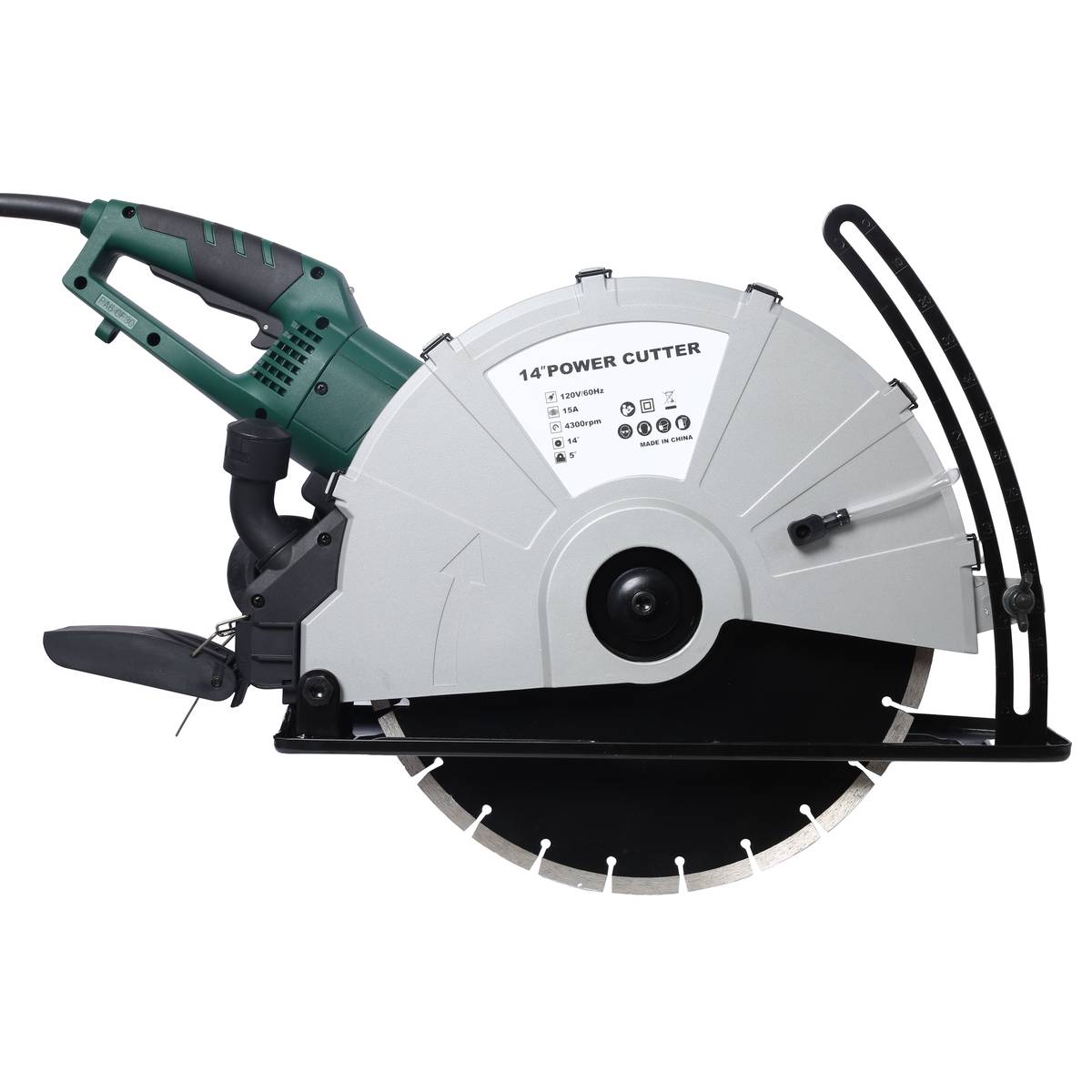 Portable 14" Wet/Dry Electric Corded Circular Concrete Saw/Power Angle Cutter 2600W w/Water Line & Guide Roller (With Blade)ETL certificate.