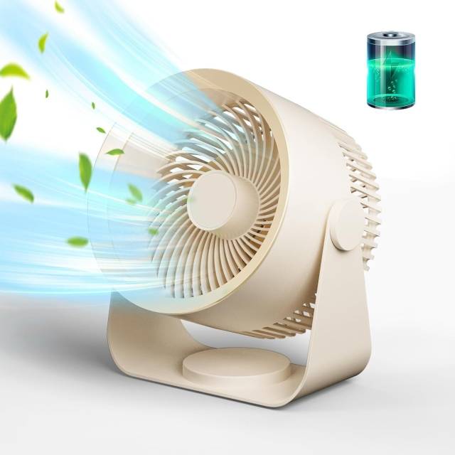 desktop fan, 6 inches, 3 speed, up and down 90° adjustable, suitable for living room, portable cordless fan suitable for living room, bedroom, kitchen